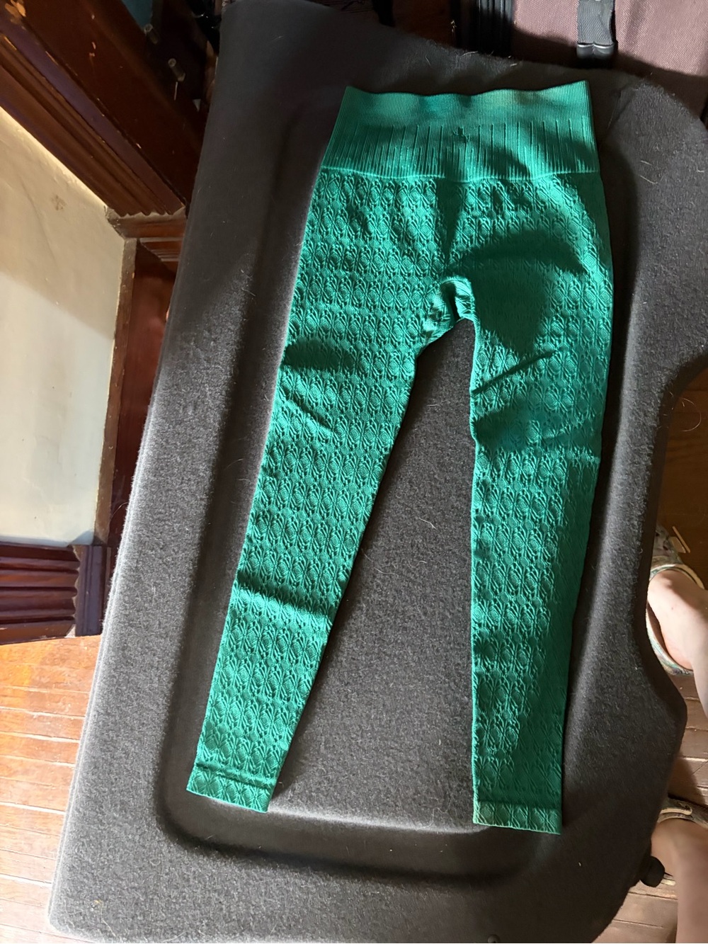 JoyLab Emerald Green Knit-Pattern Kids Leggings